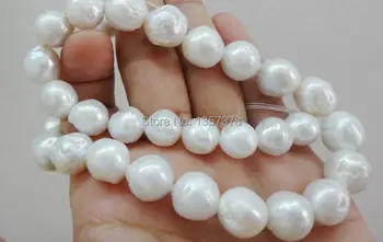 

bjc 00030HUGE NATURAL 18"12-15MM SOUTH SEA GENUINE WHITE NUCLEAR PEARL NECKLACE 14K