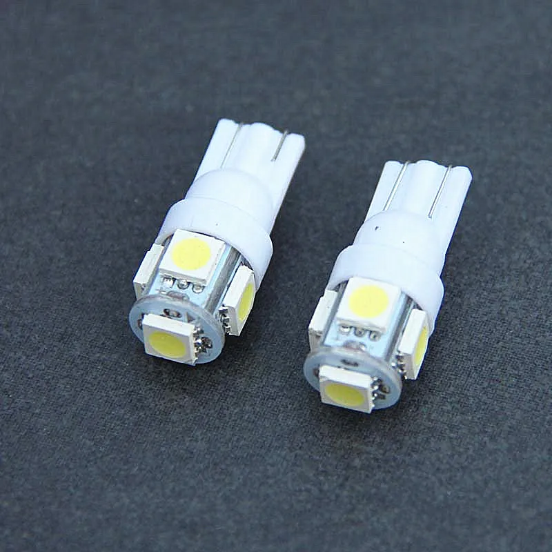 T10 W5W 194 T10 led 웨지 5smd 168 교체 역방향 신호 트렁크 주차 조명 램프 화이트 전구, 2 개