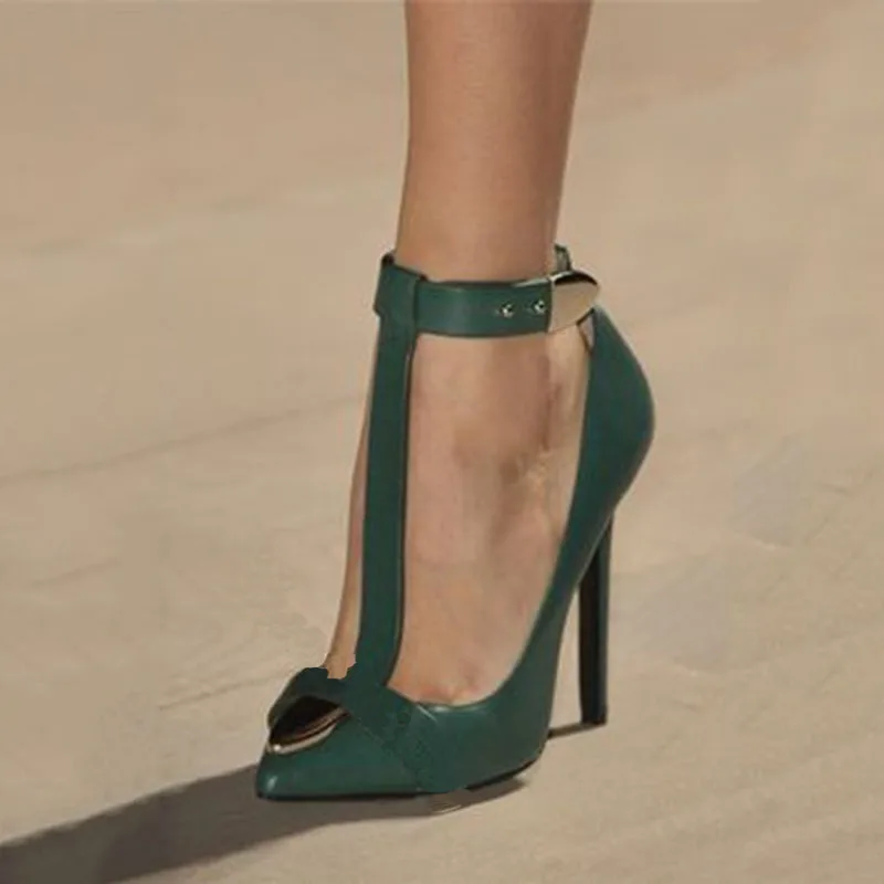 pointed t strap heels