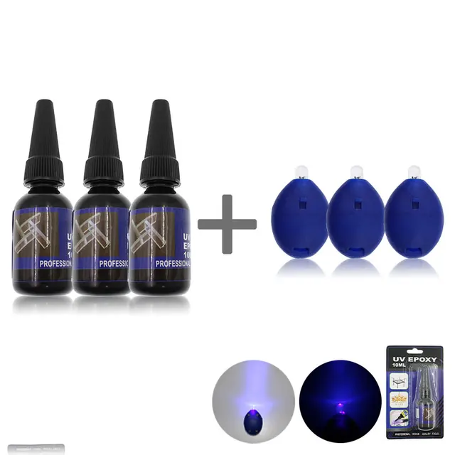 3Pcs Liquid UV Epoxy Resin Glue Light Lamp Curing Super Strong Bottle