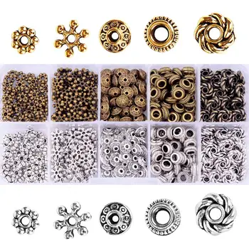 

500 pcs 10 grids/box Zinc Alloy Separator Beads Ancient Gold-plate Silver-plate Combination DIY Jewelry Findings Wholesale