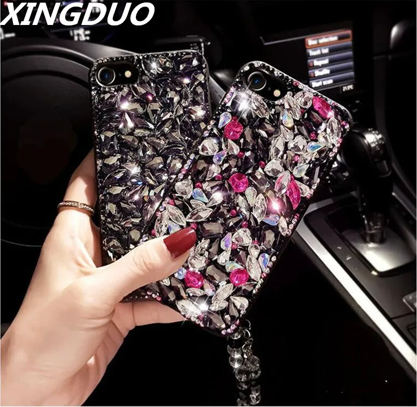

XINGDUO Luxury Bling Rhinestone Crystal Diamond Fox and Soft Back Phone Case Cover For iphone 5 5S 6 6S 7 8 plus X XS MAX XR
