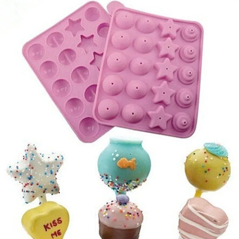 

Cake Pop Molds 1PC Lollipop Mold & 20pcs Sticks Silicone Eco-Friendly Lollipop Mold Sticks Cupcake Baking Tray Stick Tools