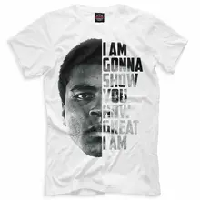 Футболка с Али-легендарным боксером, белая футболка с боксерским чемпионом, новая летняя мужская футболка с круглым вырезом, футболки