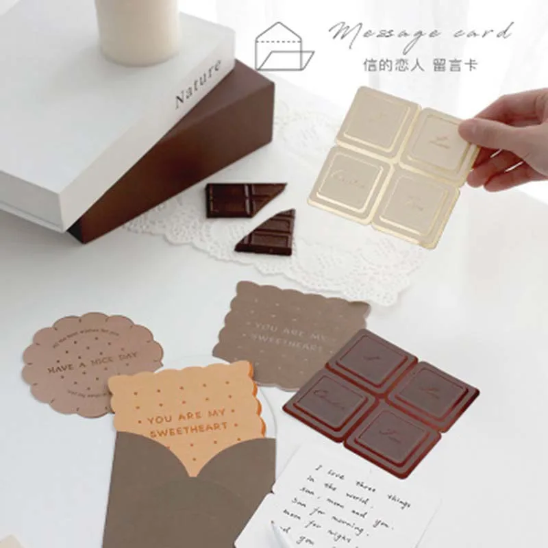 

Cute Cake Cookie shape Paper Card DIY Message greeting card with envelope Wedding thanks birthday card Party supplies 1piece