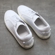 2016 New Breathable Men Fashion Casual Shoes Top Quality Flat Shoes Leather White Black male shoes