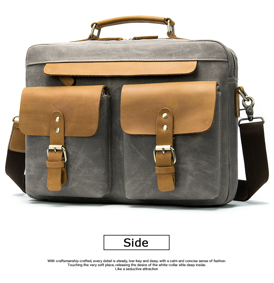 10 canvas men's briefcase bag office laptop bag mens briefcase messenger bags for men business men's 13.3' computer bags