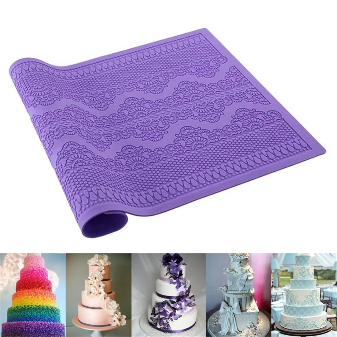 JX-LCLYL Large Flower Lace Fondant Mold Sugarcraft Icing Mat Wedding Pastry Cake Decor