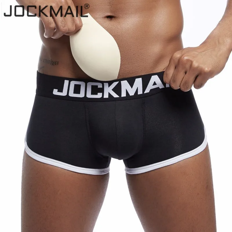 JOCKMAIL, Брендовое сексуальное мужское нижнее белье, боксеры с эффектом пуш-ап, боксеры, шорты, дышащая мужская посылка, увеличивающее мягкость, нижнее белье для геев