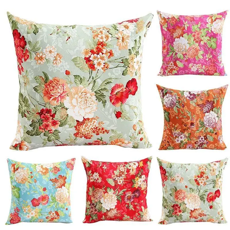 Buy Flower Pattern Cushion Cover 45x45cm Country Style
