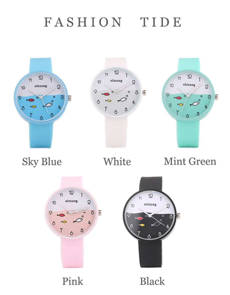 JOYROX детские часы для девочек, Цветной силиконовый ремешок, Модные кварцевые наручные часы с рыбным циферблатом, Мультяшные детские часы, Relogio Feminino