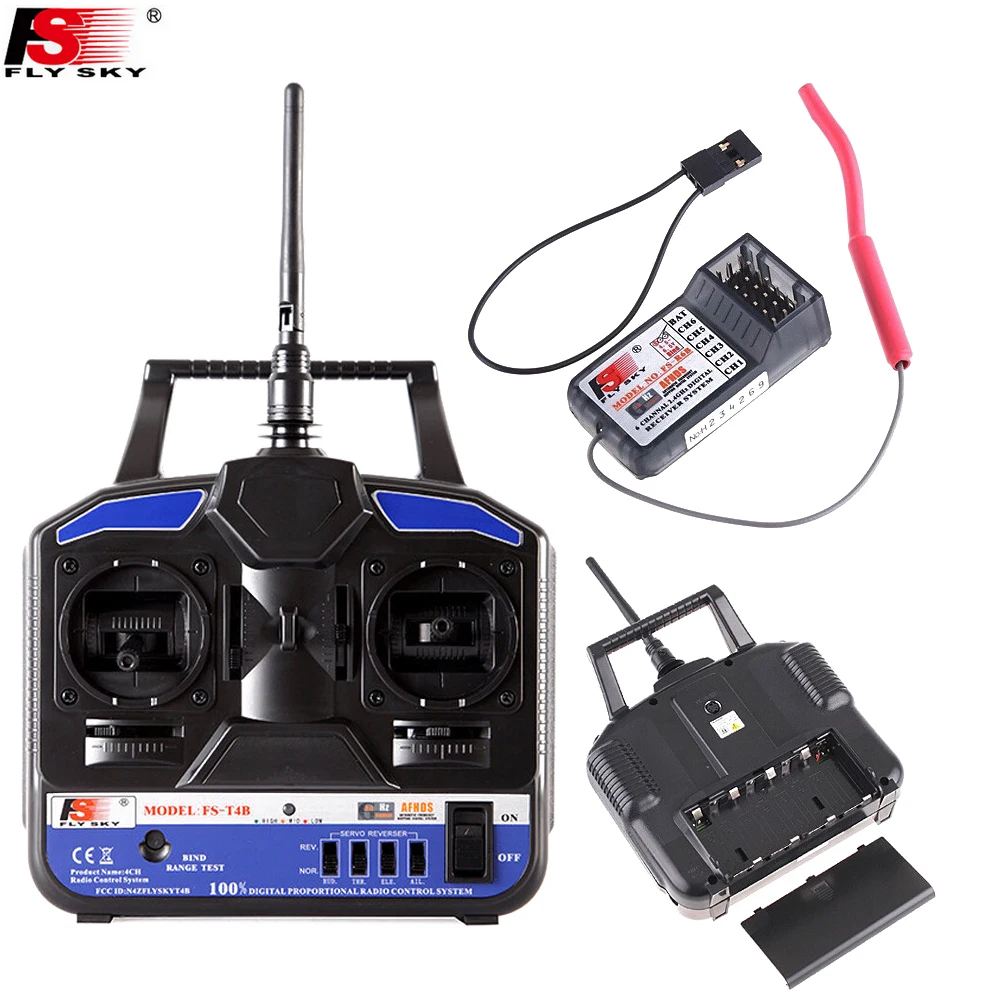 

1set Original Flysky FS-T4B 2.4G 4CH Transmitter & FS-R6B Receiver For RC Helicopter Airplane