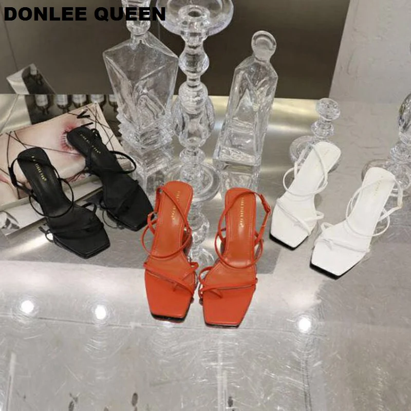 Price DONLEE QUEEN 2019 Ankle Strap Heels Women Sandals Summer Shoes Open Toe Chunky Med Heel Party Dress Shoes Narrow Band Sandal New