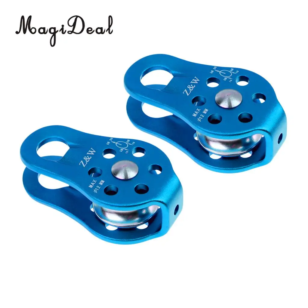 MagiDeal Durable 2Pcs 20KN Fixed Rock Climbing Rope Pulley Rappelling Arborist Rigging for Mountaineering Survival Equipment