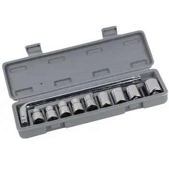 

Auto Repair Tool 10 Piece Socket Wrench Combination Multifunction Hex Sleeve Machine Repair Auto Repair Hardware Set Toolbox