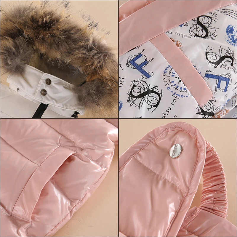 New Kids Down Suit Winter Warm Boy Girls Clothing Children Sets 2pcs Jackets Pants Windproof Waterproof Fur Hooded Collar