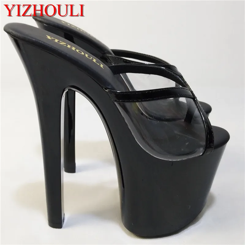 

Elegant fashion 17cm high with crystal sandals Super thick waterproof transparent sandals recreational shoe