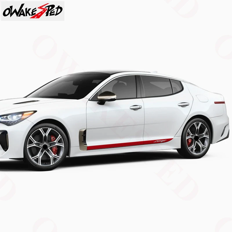 Виниловая наклейка на дверь автомобиля из углеродного волокна в полоску для KIA