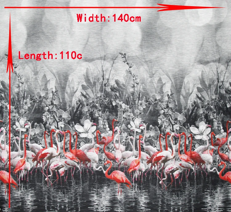 Позиционирование 110 см длина Фламинго печати шелковая льняная ткань 140 см ширина, spn160