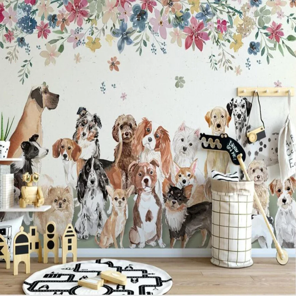 3d Creative Dog Animal Wallpaper Mural Art Wall Decals Wall Mural Paper  Rolls Contact Paper Roll 3d Wall Murals Custom - Wallpapers - AliExpress