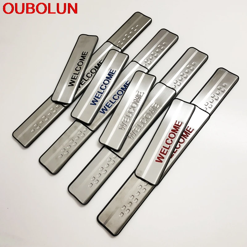 

OUBOLUN For Toyota RAV4 RAV 4 2013 2014 2015 2016 2017 2018 Door Sill Thresholds Welcome Pedal Scuff Plate Trim Stainless Steel
