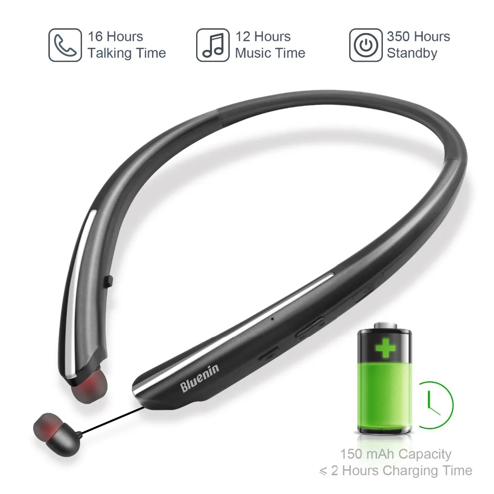 Bluenin Bluetooth наушники выдвижной IPX4 Sweatproof беспроводные aptX стерео HiFi Спортивные с