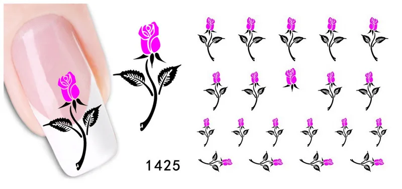 2 шт стикер для дизайна ногтей Сердце Любовь буква, Стрелка Цветок Наклейка s наклейки для ногтей на заказ украшение для ногтей паста для маникюра Фольга для ногтей - Цвет: XF1425