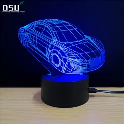 3D деко ночник двигатель автомобиль форма USB зарядка сенсорный выключатель светодио дный Светодиодные Изменение лампа для детей подарок