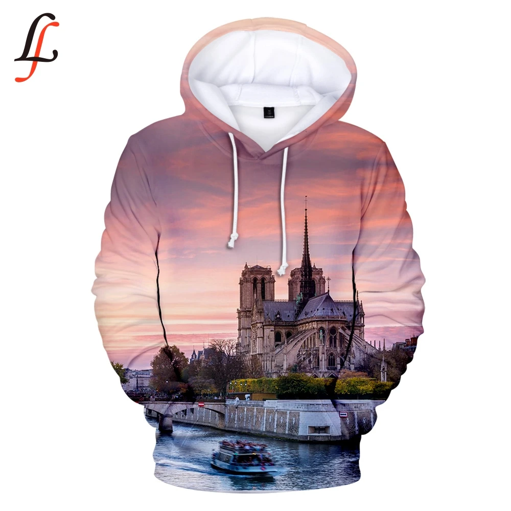  Notre Dame de Paris 3D Hoodies Sweatshirts harajuku K pop Tops Cute unisex Loose Pullover off white