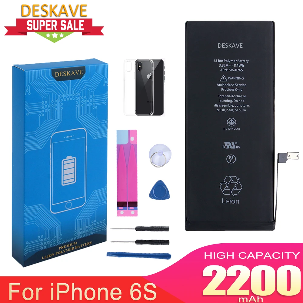 

Phone Bateria for iphone 6S 6SPlus Battery A1633 1634 2200 3300mAh Replacement Battery AAAAA Quality Free tool kit RealCapacity