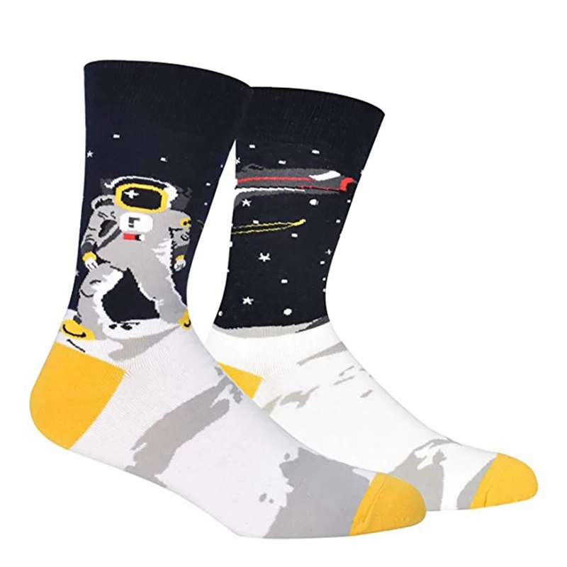

Novelty Funny Crazy Food of Colorful Fun Animal Origin Crew Socks and Men's Socks Cool Space Astronaut Dinosaur Socks for men