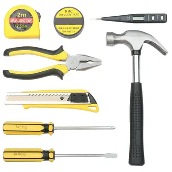 

Small Homeowner Tool Set, 8 Pieces General Household Small Hand Tool Kit with Plastic Tool box Storage Case