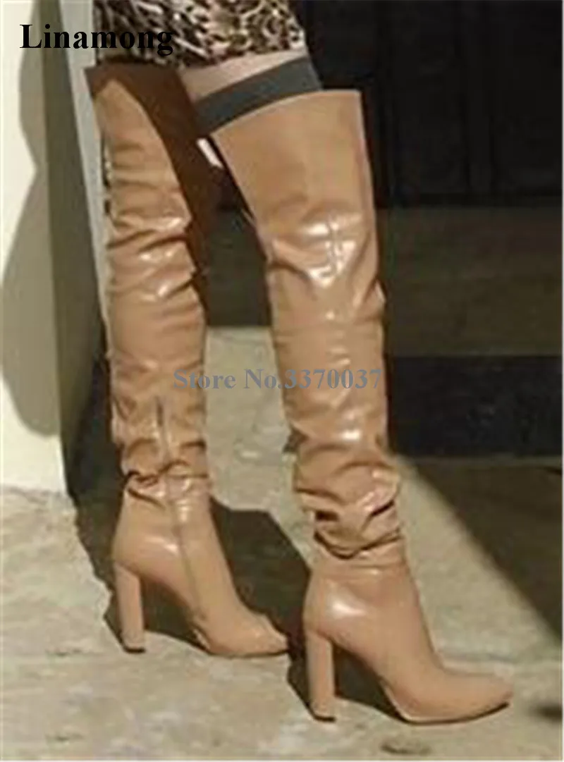 bottes plissées cuir