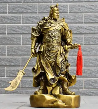 

46cm pure copper Feng Shui Kowloon Guan Gong bronze statue Town house crafts