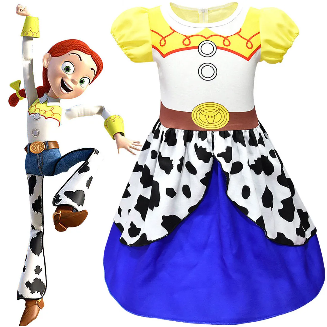 Toy Story Jessie Нарядное платье принцессы для маленьких девочек; маскарадный костюм жасмин для костюмированной вечеринки; платье-пачка с единорогом на Хэллоуин; детская одежда Золушки, Рапунцель, Эльзы - Цвет: Toy Story Jessie