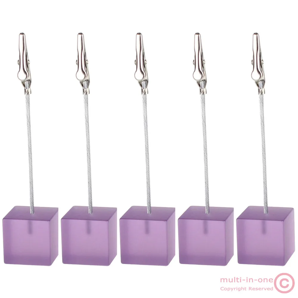 Lot 5pcs purple cube wire picture&photo¬e&card&desk&memo&photo clip