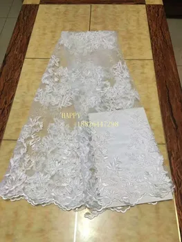 

2017 new white sequin embroidery mesh tulle african lace fabric for wedding dress/evening dress,ship by dhl