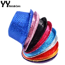 9 цветов с блестками джаз Кепка Для Взрослых уличная шикарная фетровая детская танцевальная шляпа хип-хоп джаз шапка Свадебная вечеринка шоу шляпа YY17208