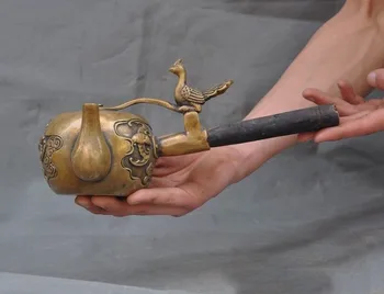 

Christmas China bronze FengShui lucky bat phoenix bird statue Kettle Wine Tea Pot Flagon Halloween