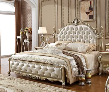

Latest antique design King/Queen size bed wooden bedroom furniture