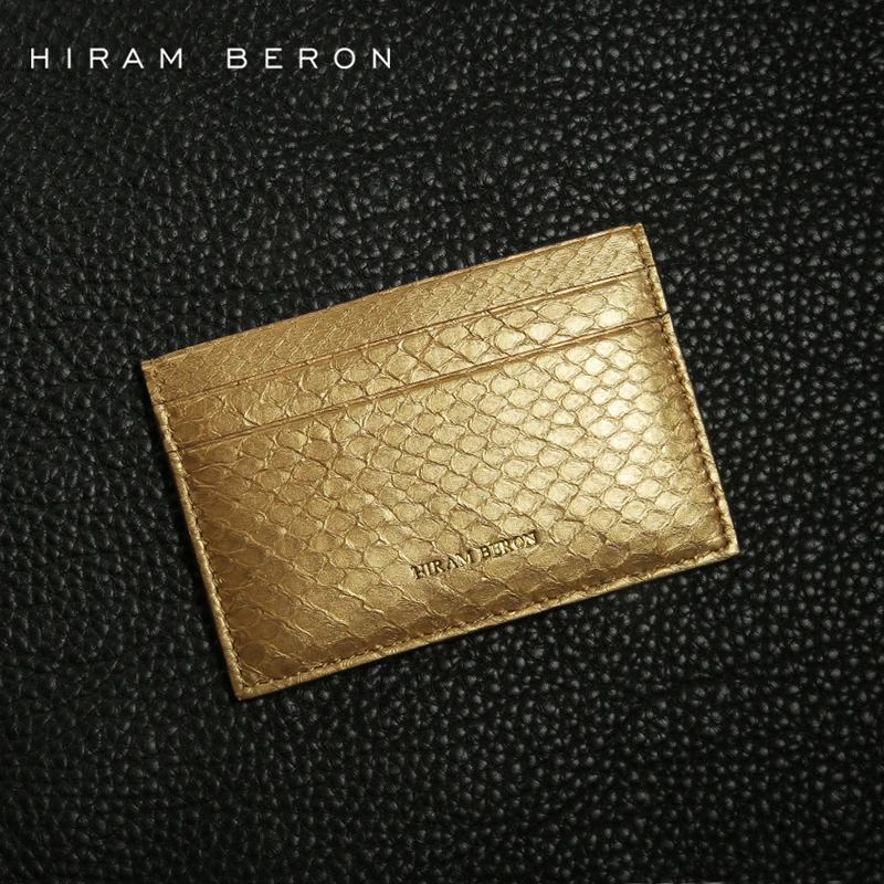 Hiram Beron держатель для карт змеиная кожа золотой кошелек Подгонянная Мини карта дорожный бумажник кожаный чехол для карт Прямая поставка