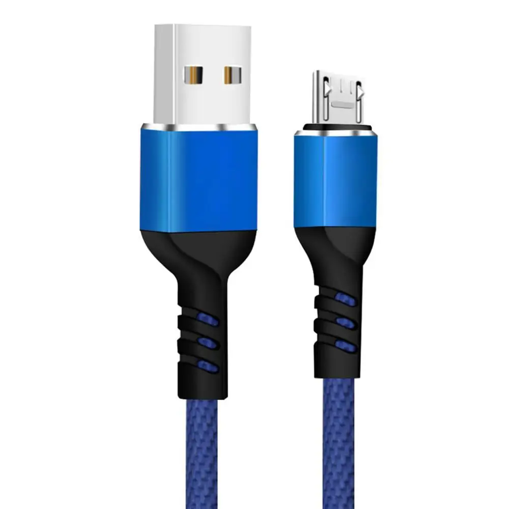 Ankndo Micro USB кабель для быстрой зарядки 3A Android мобильный телефон шнур 1 м 2 м Microusb зарядный кабель прочный тканевый плетеный провод - Цвет: Blue USB Cable