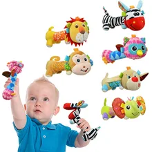 Colorful Baby Plush Hand Shake Bell Mirrors Rattles Bibi Sticks Soft Doll Cartoon Animal Kids Toys
