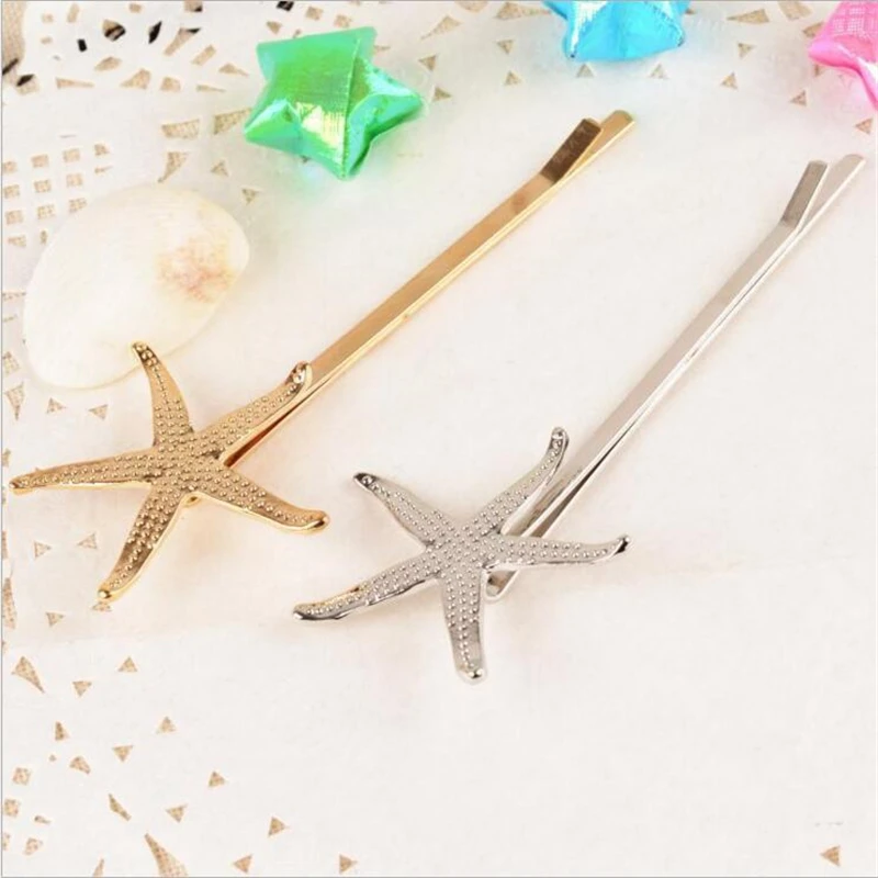 Летняя стильная женская заколка для волос в виде звезды заколки Золотая