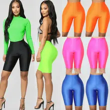 Для женщин неоновые спортивные шорты для йоги узкие бег тренажерный зал Йога Фитнес короткие с высокой талией тренировки пляжные шорты Повседневное Фитнес шорты Femme