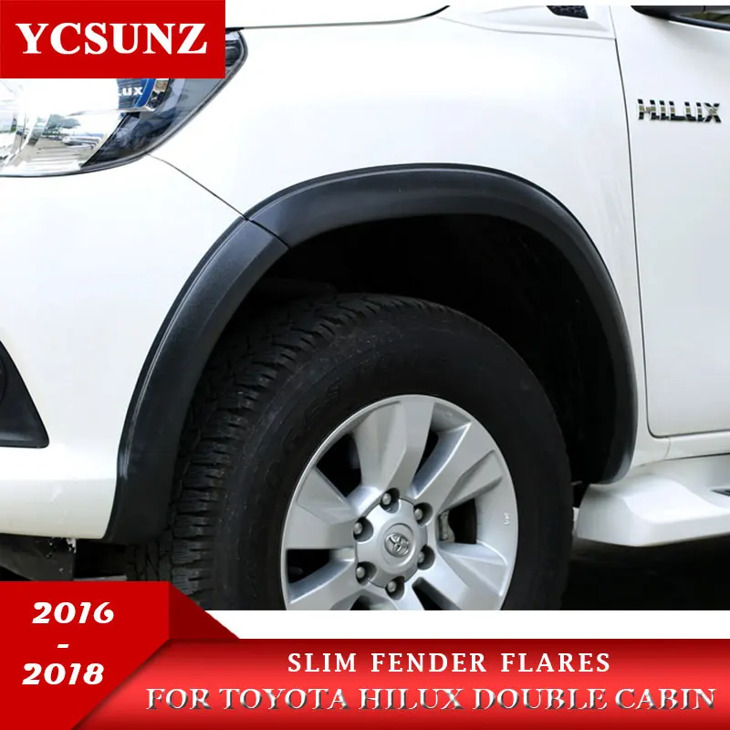  Mudguards Wheel Arches Fender Flares For Toyota Hilux SR5 2016 2017 2018 Double Cabin Slim Black
