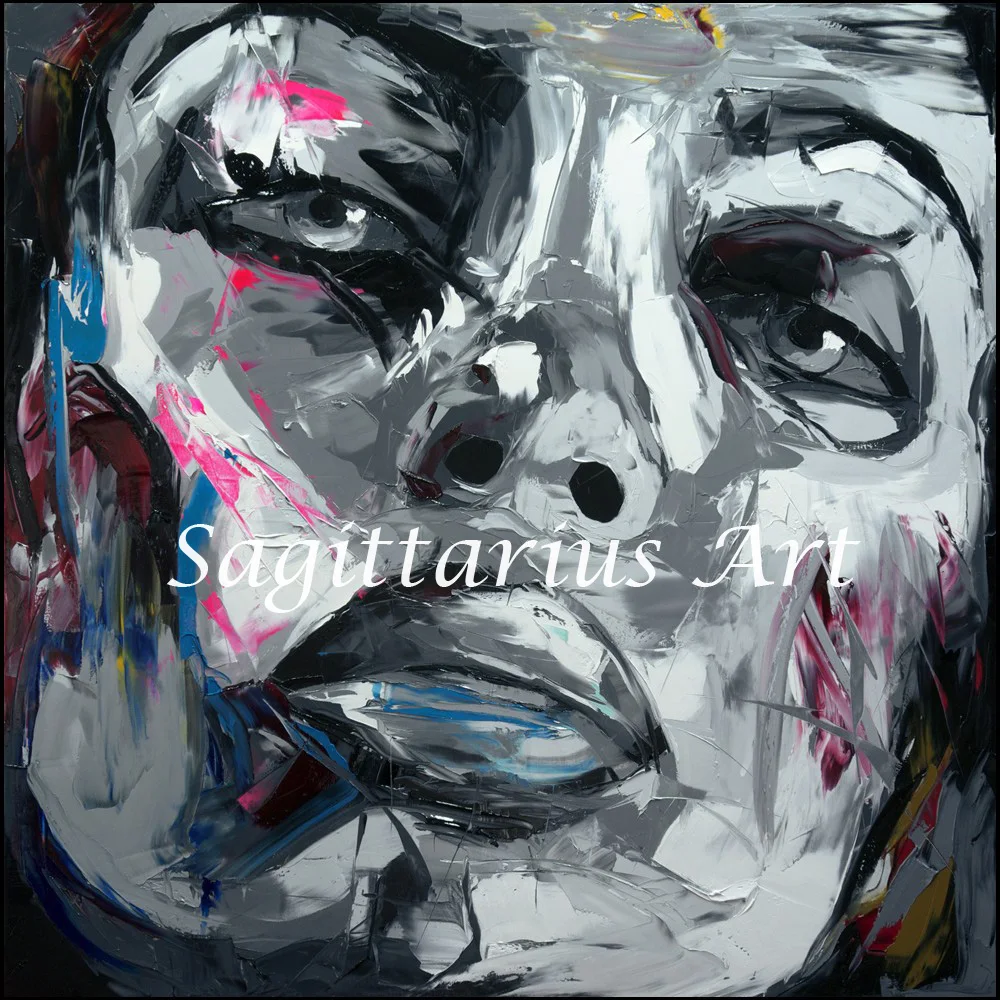 

Hand Painted Palette knife Abstract Portraits Handmade Francoise Nielly Designers Handmade Oil Painting Canvas Bedroom Pop Art
