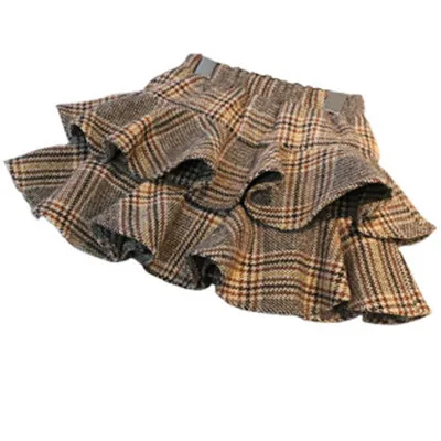 

New Style Baby Girls Tutu Skirts Winter Worsted Thicken Plaid Kids Skirt 2019 Spring Double Layer Pleated Princess Short Dress