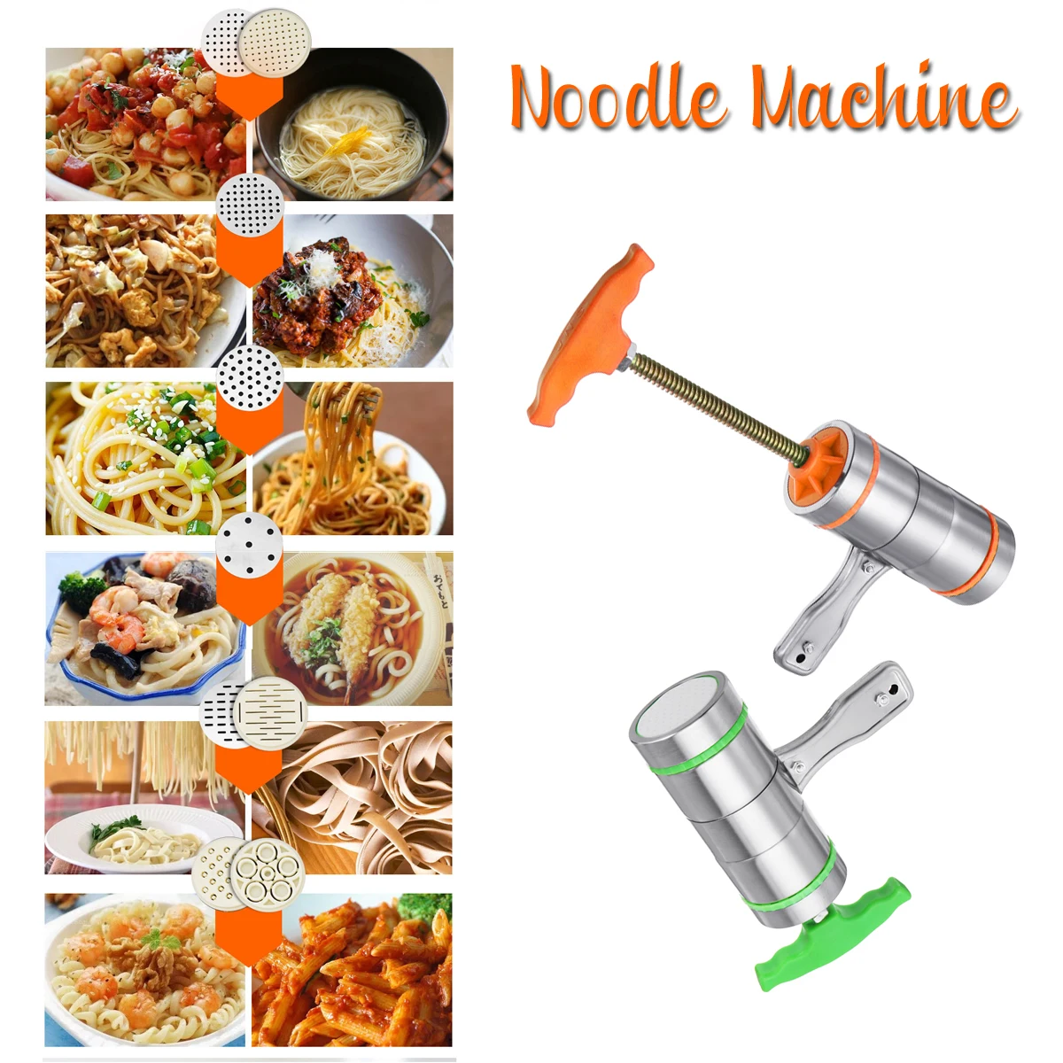 

Manual Noodle Maker Press Pasta Machine Crank Cutter Fruits Juicer Cookware With 9 Pressing Moulds Making Spaghetti Kitchenware
