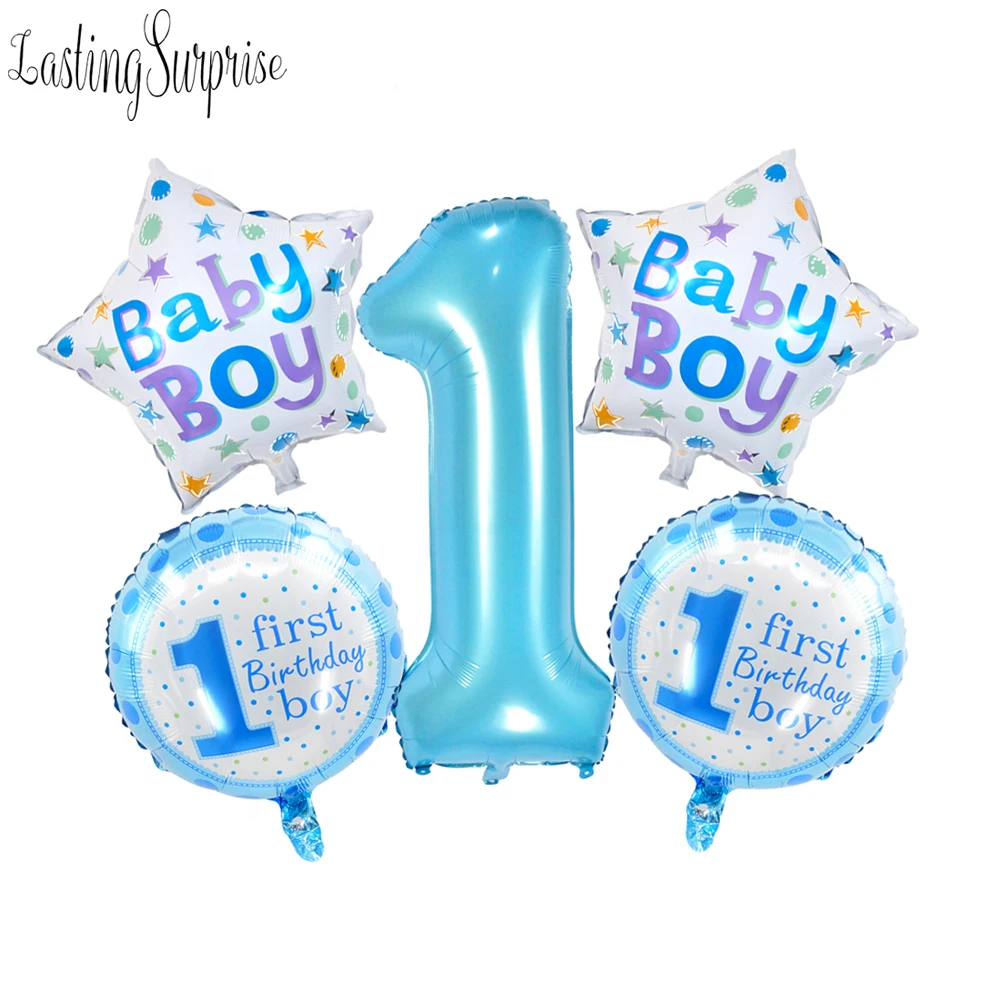 1st на день рождения воздушные шары синий розовый Фольга воздушный шар для Бэйби Шауэр Globos наряд для первого дня рождения украшение для маленьких девочек комплект с рисунком динозавра шарики для вечеринок